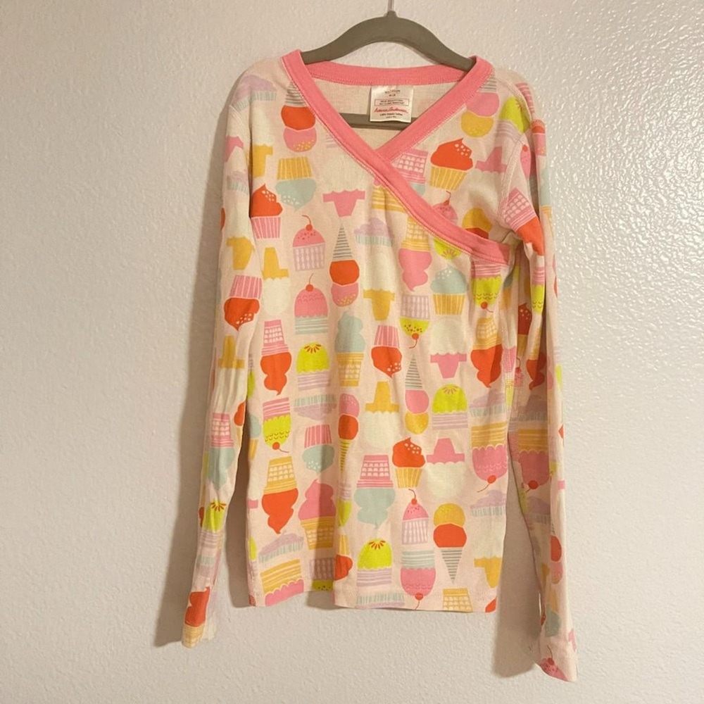 Hanna Andersson Kids Girls Pink/Multicolor Cupcake Kimono Pajama Set Size 10 - Picture 6 of 14